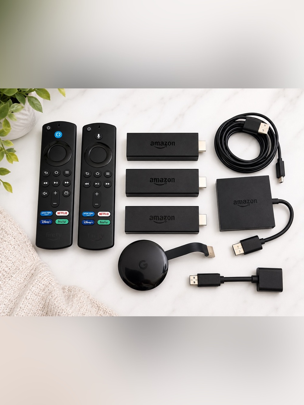 🔥 Fire TV Stick & Chromecast Streaming Bundle – 4 Fire Sticks, RemotesChromecast